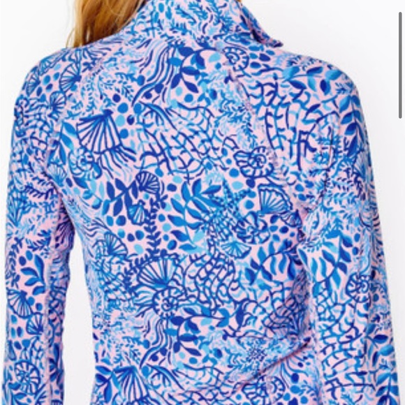 NWT Lilly Pulitzer Marion Mesh Half Zip Calla Lilly Pink High Tides Good Vibes. - Picture 3 of 6